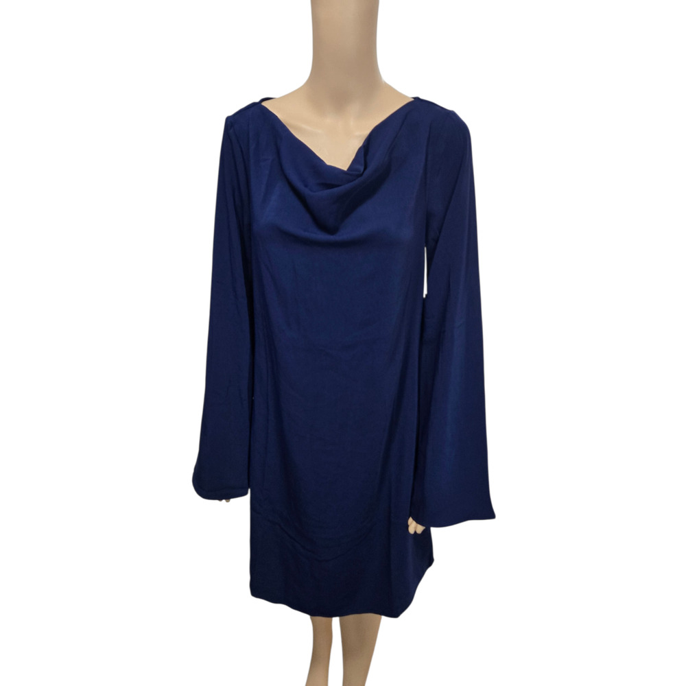 Sam Edelman size 8 navy blue long kimono sleeve scoop neck cocktail dress